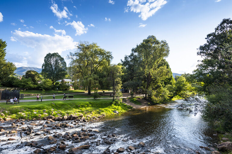 Ovens River, Bright on a sunny day | Tasman Holiday Parks South Bright