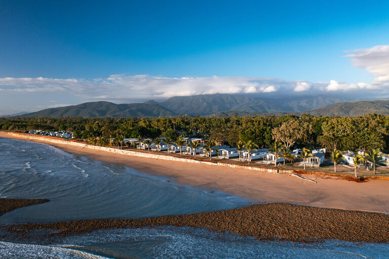 Aerial photo of the beachfront at Tasman Holiday Parks Rollingstone