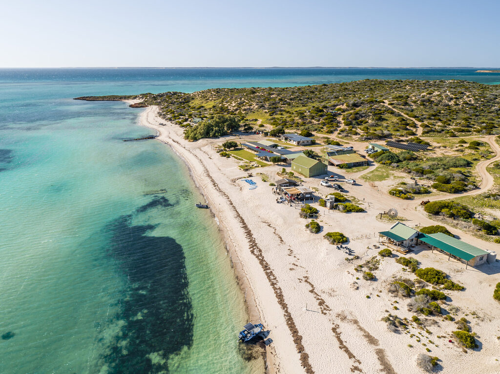 Aerial view of Denham | Tasman Holiday Parks Denham Seaside