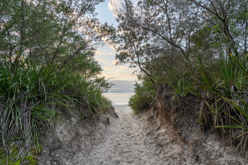 Sandy pathway to Callala Beach | Tasman Holiday Parks Myola