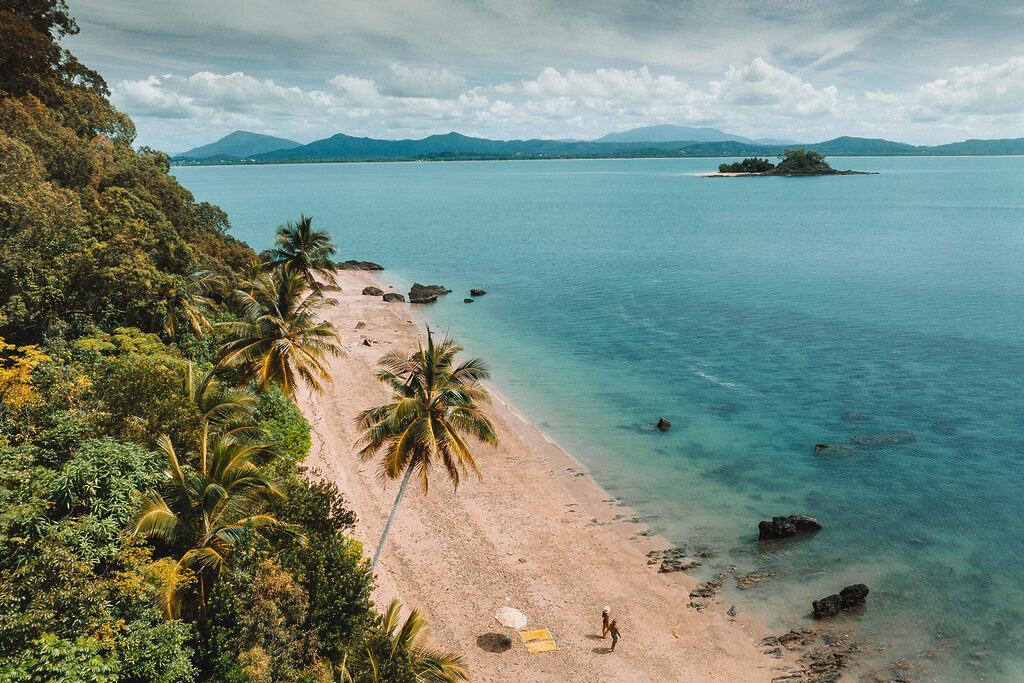 Aerial view of the beach at Dunk Island | Tasman Holiday Parks South Mission Beach