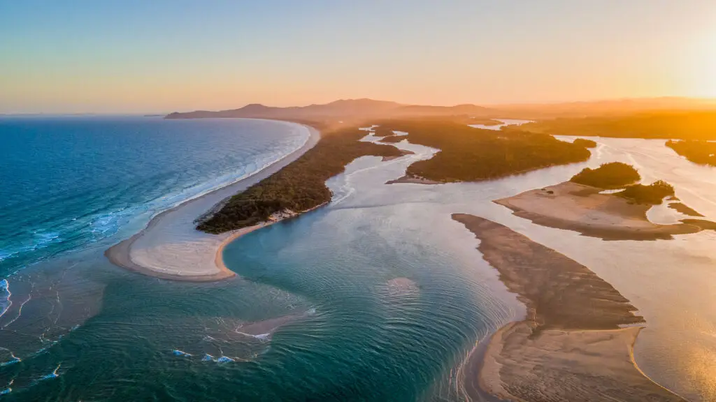 Aerial Shot at sunset, Nambucca Heads