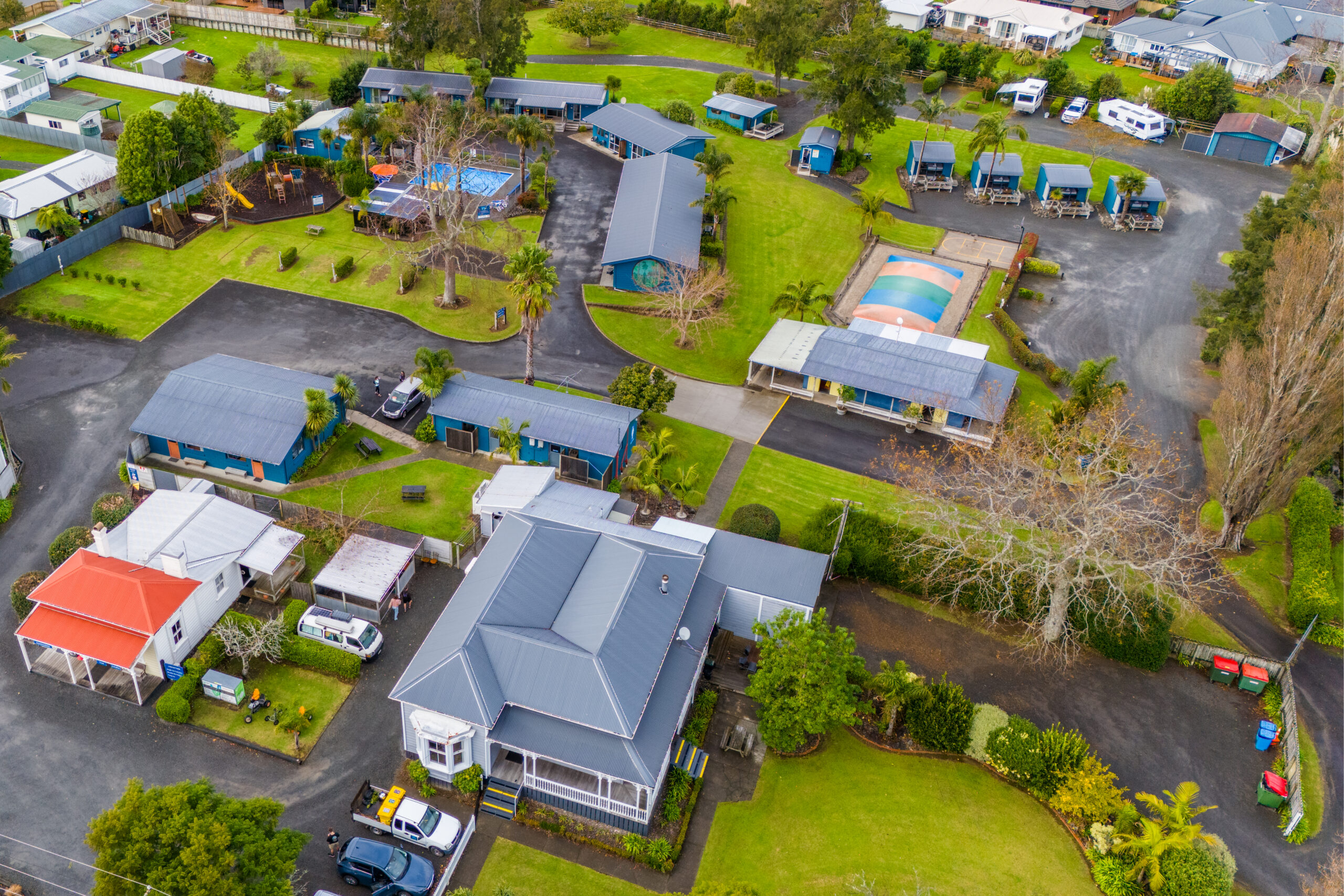 Aerial of Tasman Holiday Parks Coromandel